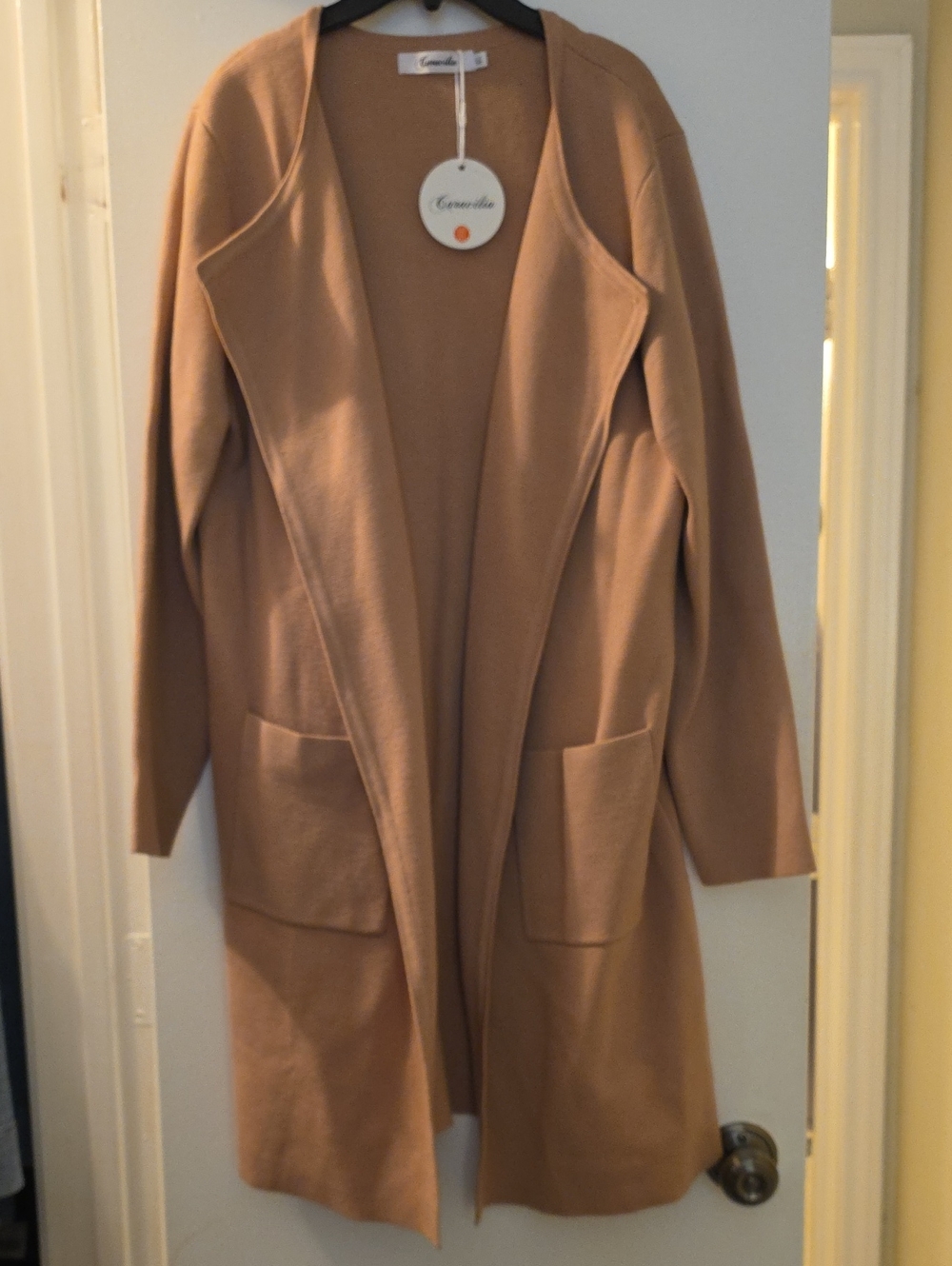Cavendish Open-Front Long Cardigan - Camel